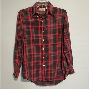 LL Bean Red Button Down Cotton Shirt Mens Size Small